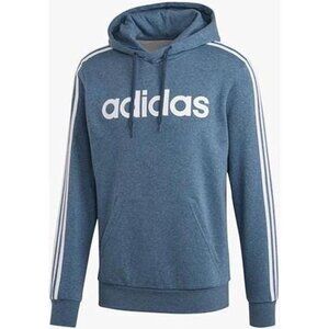 Adidas Men's Essential 3 Stripes Pullover Hoodie Heathered Blue NWT SZ XL